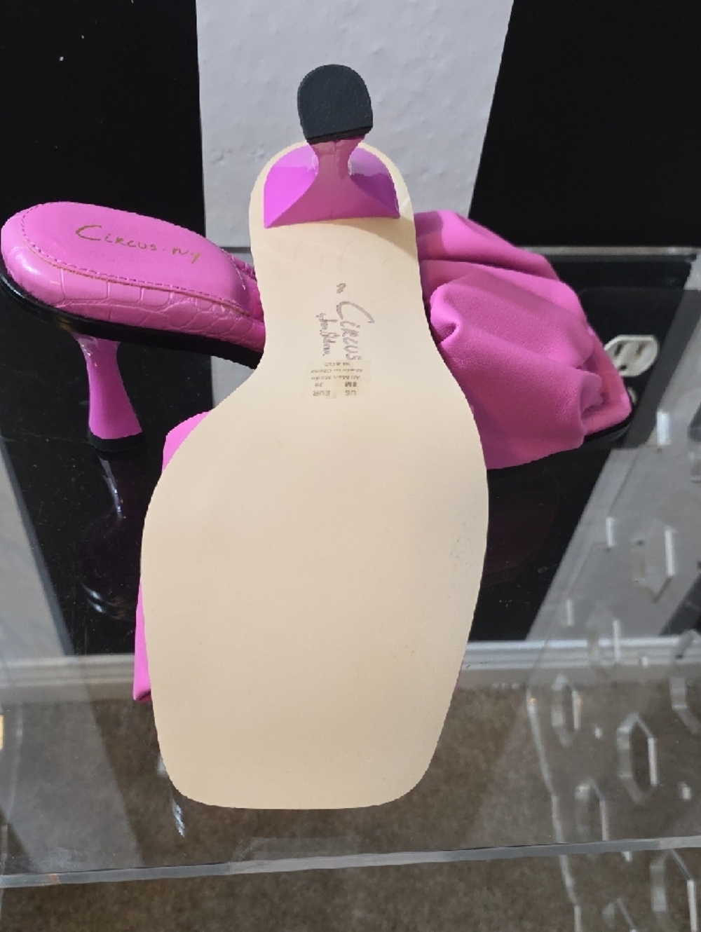 Circus NY Pink Ruched Slide Heels Sandals - Picture 6 of 6